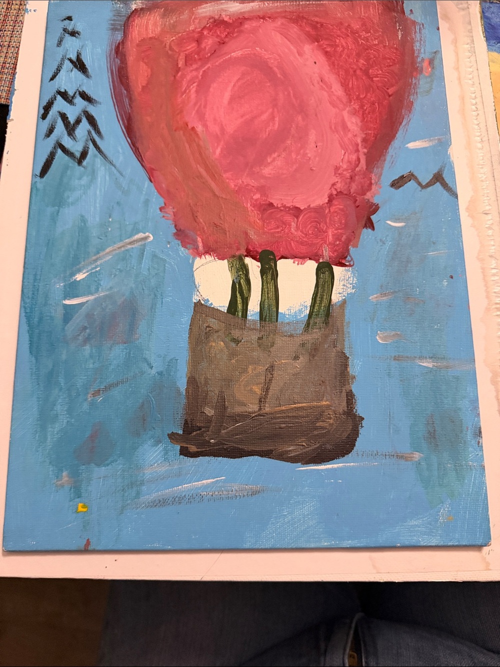 Handpainted Pink Hot Air Balloon Canvas Art